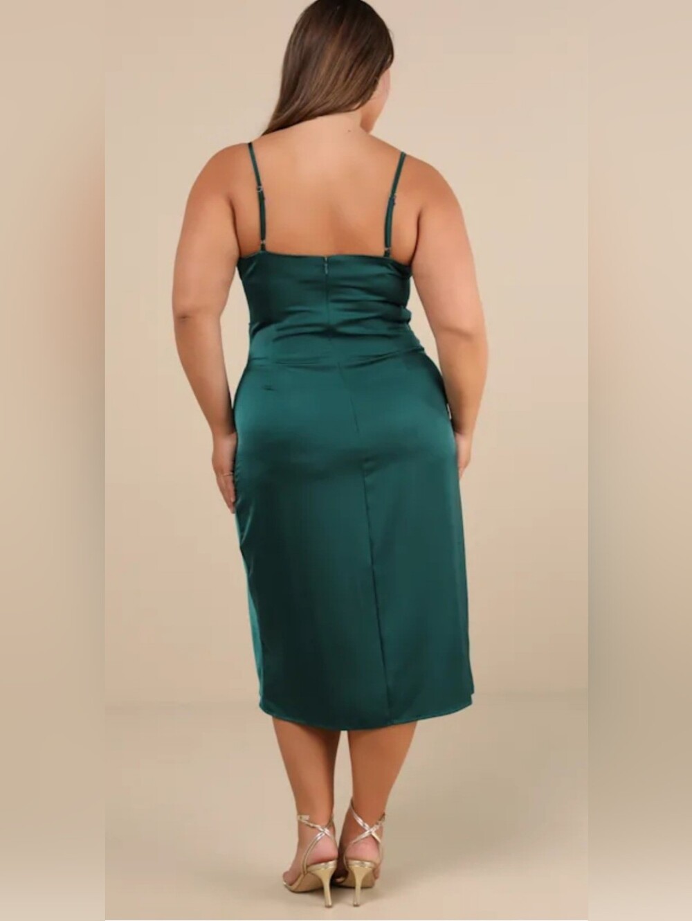 NWT Lulus Hollywood Woman Forest Green Satin Midi Dress Small - Picture 7 of 9